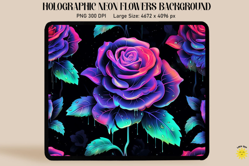 holographic-neon-rose-flowers