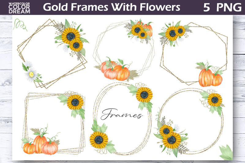 gold-frames-with-sunflowers-gold-frames-pumpkin