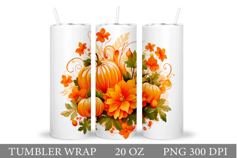 fall-pumpkin-tumbler-sublimation-pumpkin-flowers-tumbler