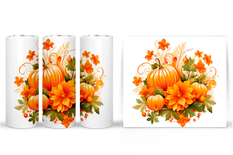 fall-pumpkin-tumbler-sublimation-pumpkin-flowers-tumbler