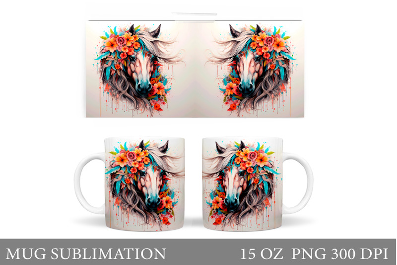 horse-mug-wrap-sublimation-boho-horse-mug-wrap-design