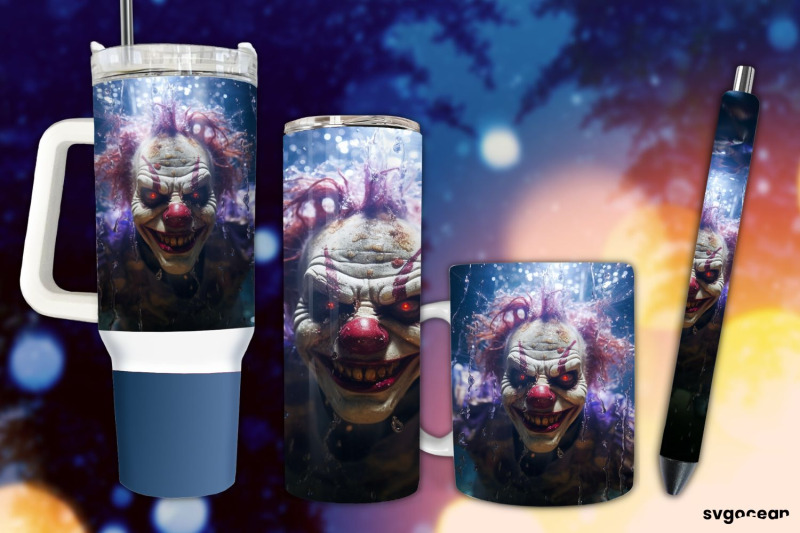 halloween-clown-wrap-bundle-tumbler-mug-pen