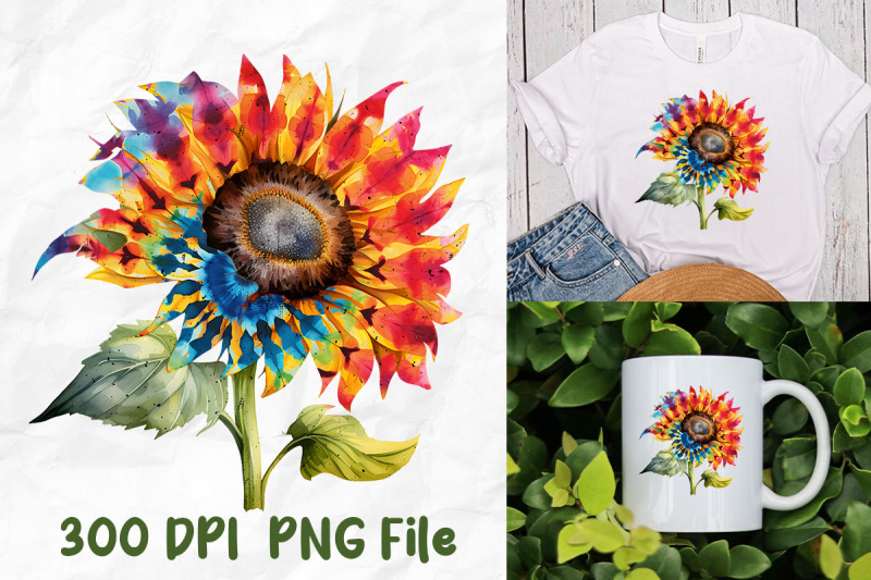 hippie-tie-dye-sunflower-watercolor