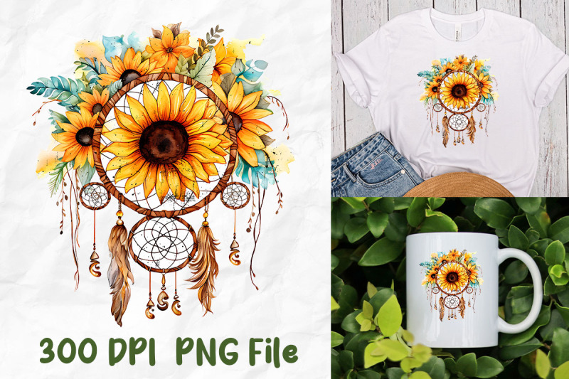 hippie-sunflower-dreamcatcher-watercolor