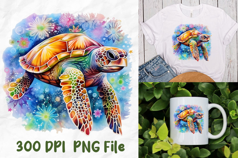 hippie-tie-dye-sea-turtle-watercolor