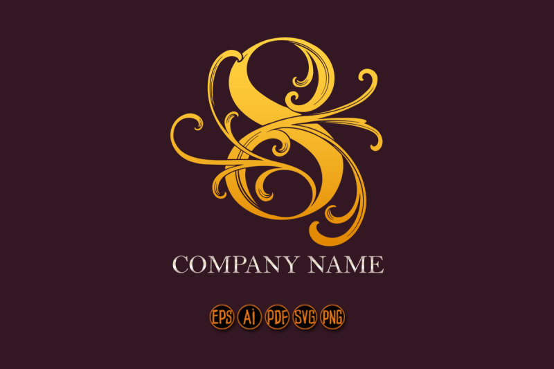 elegance-classic-gold-floral-number-8-monogram-logo