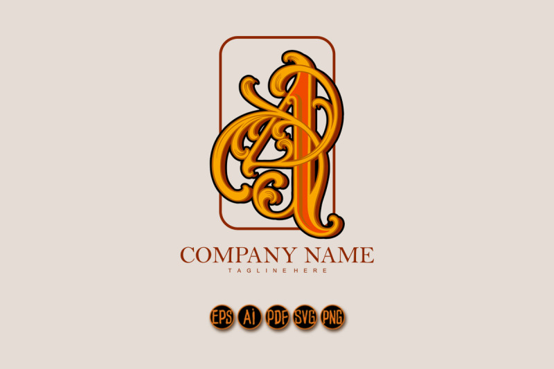 flourish-vintage-elegant-gold-number-4-monogram-logo