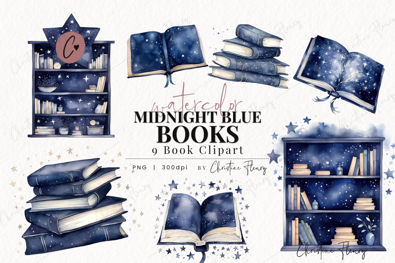 watercolor-midnight-blue-books-clipart