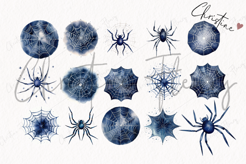 watercolor-midnight-blue-spiders-amp-webs