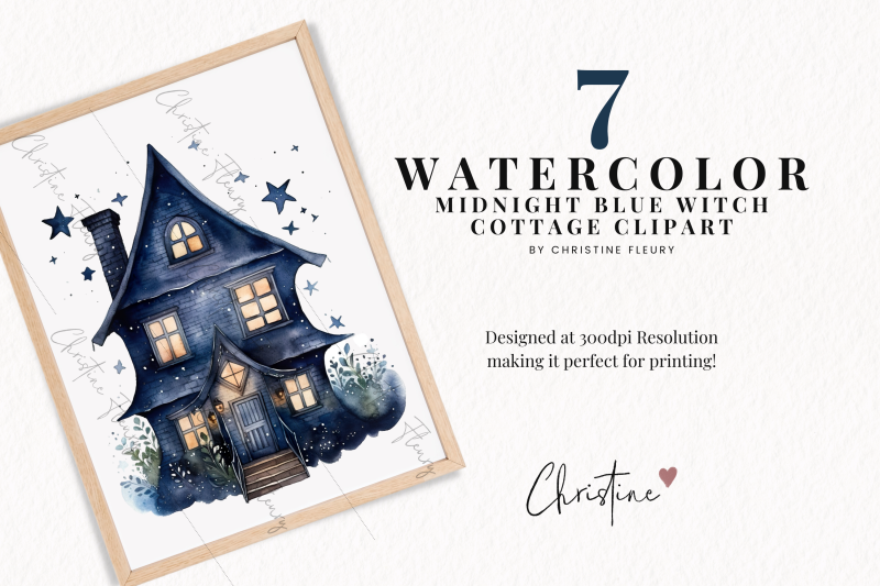 watercolor-midnight-blue-witch-cottage