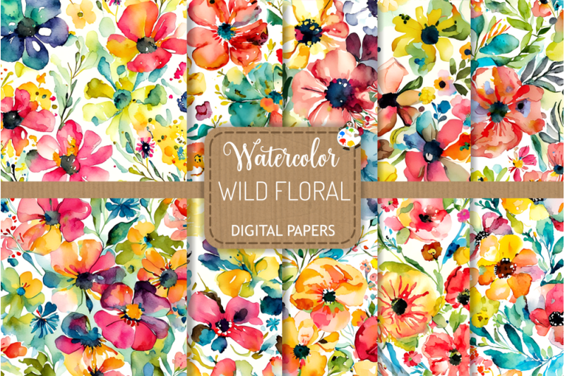 watercolor-wild-floral-digital-papers