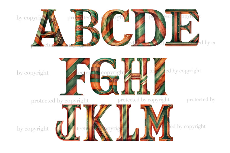 terracotta-and-green-letters-birthday-clipart-set