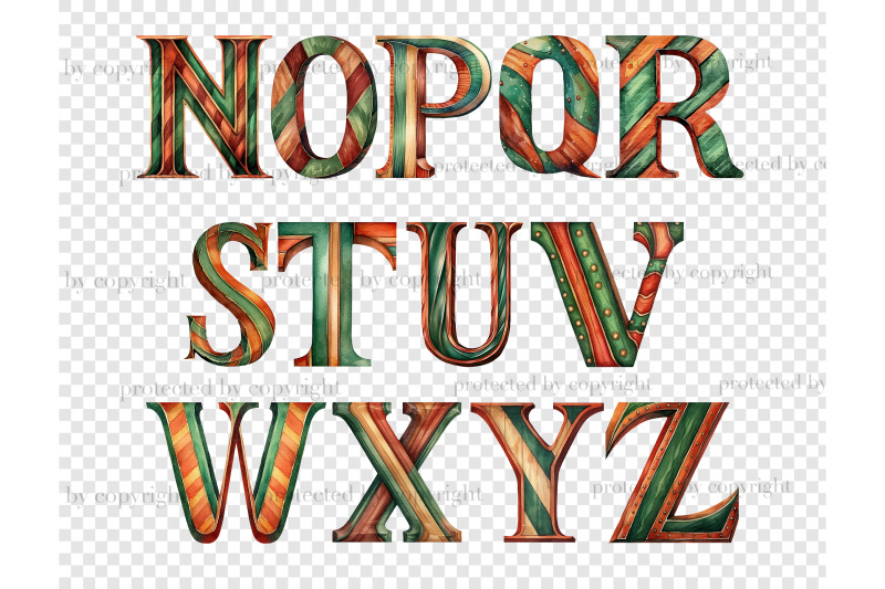 terracotta-and-green-letters-birthday-clipart-set