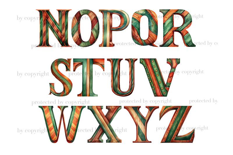 terracotta-and-green-letters-birthday-clipart-set