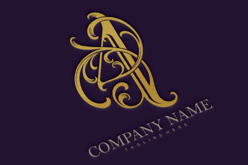 elegance-flourish-gold-floral-a-letter-monogram-logo