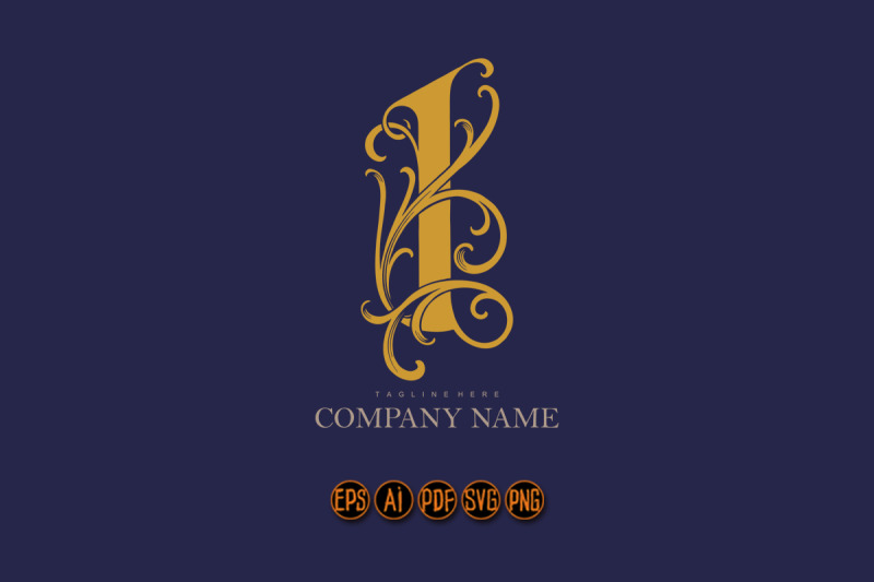 elegance-exquisite-gold-floral-number-1-monogram-logo