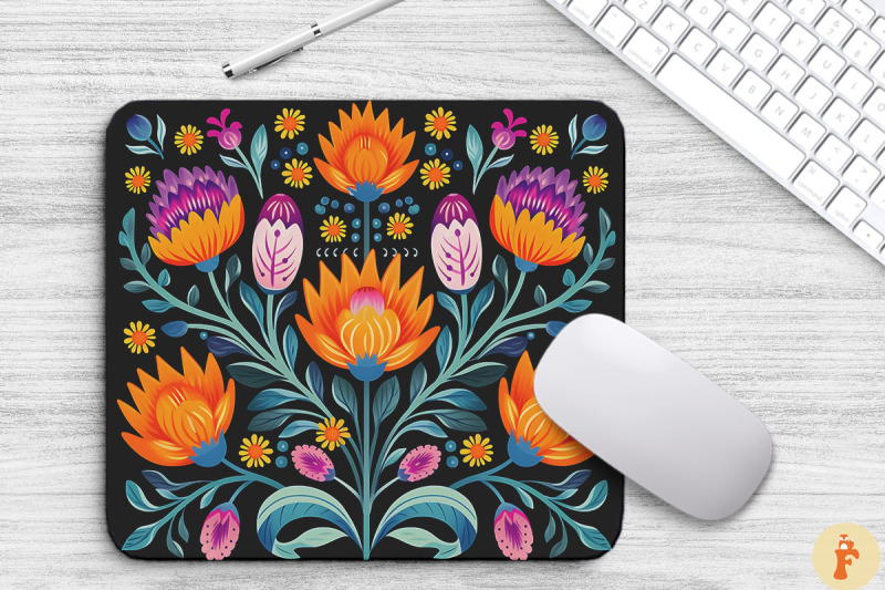 vintage-floral-folk-art-style-mouse-pad