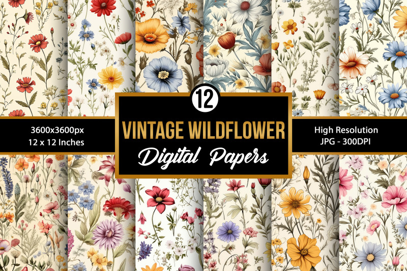 vintage-wildflowers-digital-paper-patterns