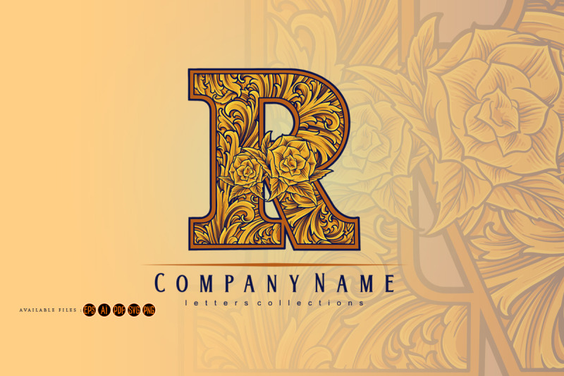 vintage-monogram-letter-r-with-floral-petal-decor