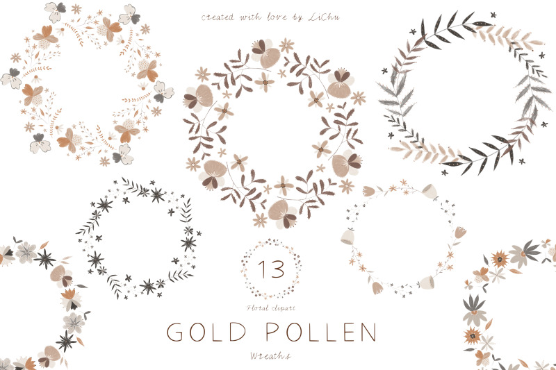 wildflowers-wreath-clipart-wild-flowers-frame-png-gold-pollen-herbs