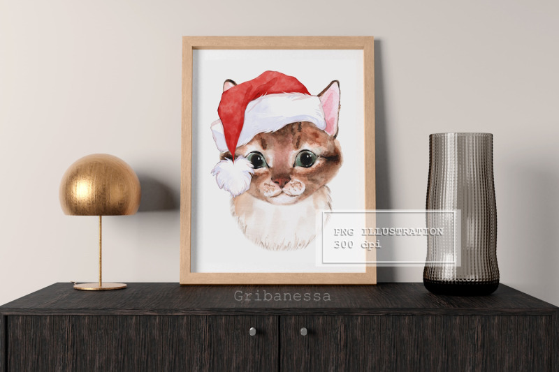 cute-watercolor-cat-christmas-png-sublimation
