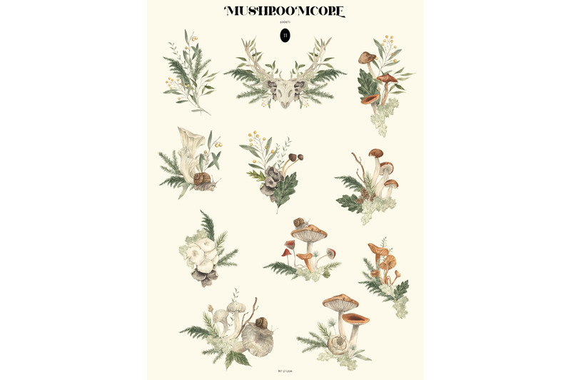 mushroomcore-watercolor-fairy-clipart-dream-forest-illustration