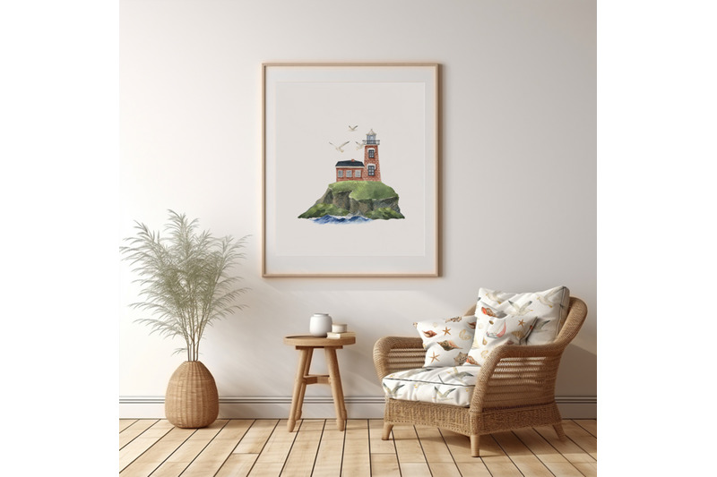 marine-serenity-watercolor-nautical-clipart-lighthouses-seascape-shell