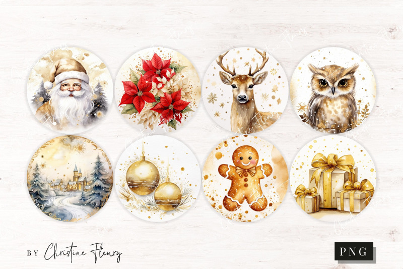 golden-christmas-round-ornament-sublimation-bundle