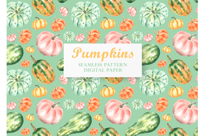 pumpkins-watercolor-seamless-pattern-autumn-harvest