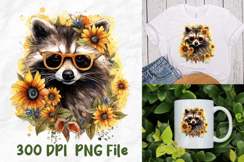 hippie-sunflower-raccoon-sunglasses