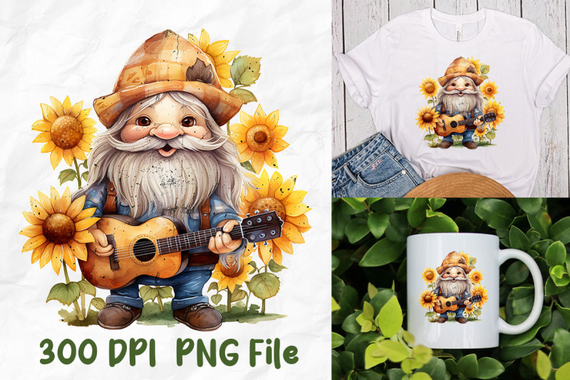 hippie-sunflower-cute-gnome-guitar