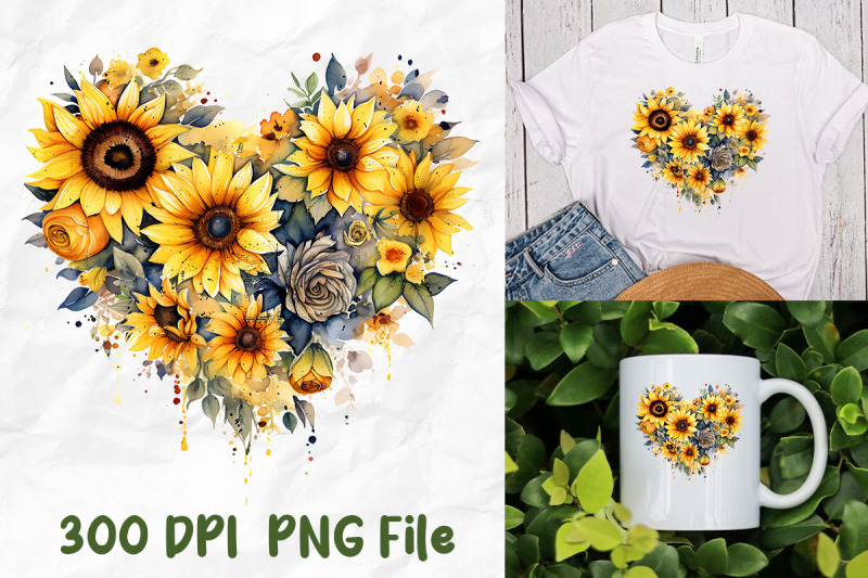 hippie-sunflower-heart-shape-retro