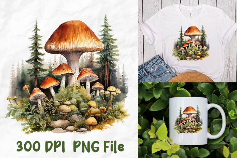 hippie-mushroom-pine-forest-watercolor