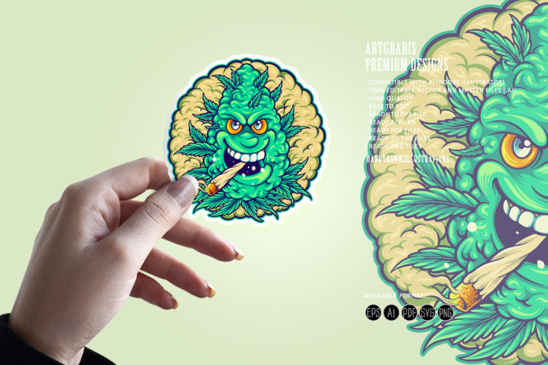 smoking-weed-with-cannabis-bud-monster