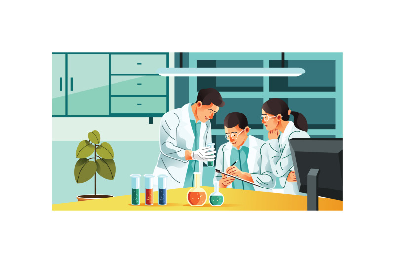 students-carrying-out-experiments-in-laboratory-illustration