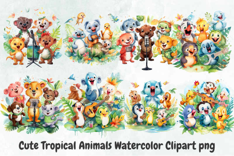 cute-tropical-animals-watercolor-clipart