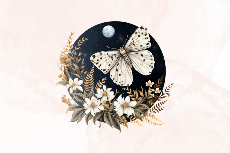 night-moth-and-floral-moon-clipart