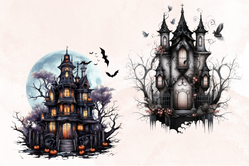 gothic-fairy-house-sublimation-clipart