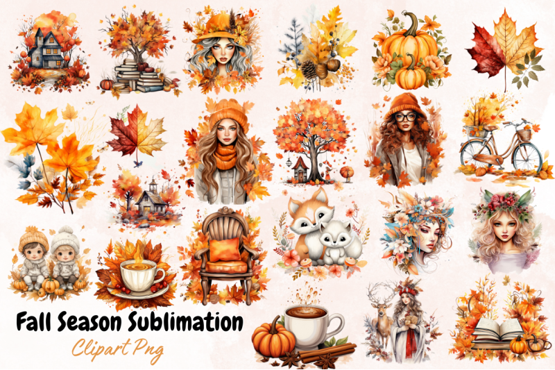 fall-season-sublimation-clipart-bundle