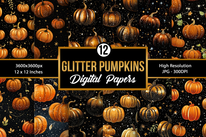 glittery-fall-pumpkins-seamless-pattern-digital-papers