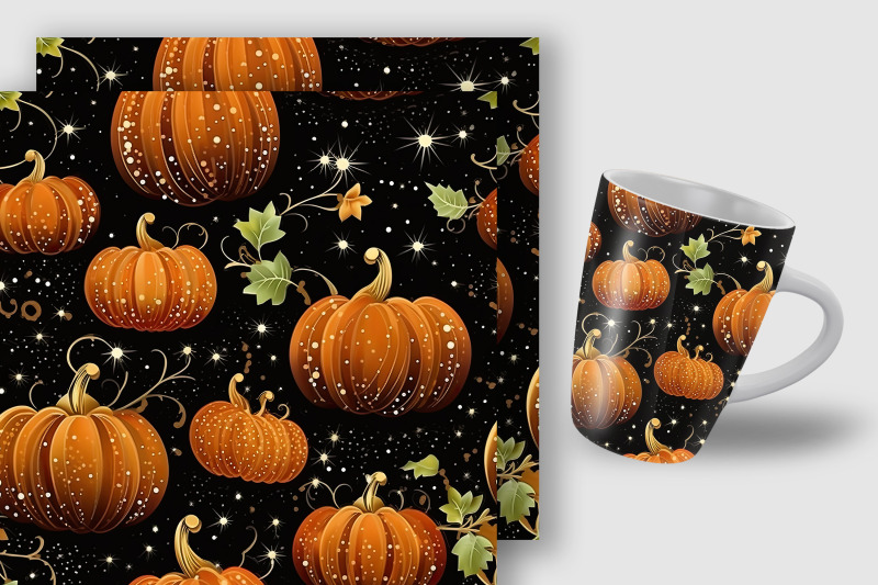 glittery-fall-pumpkins-seamless-pattern-digital-papers