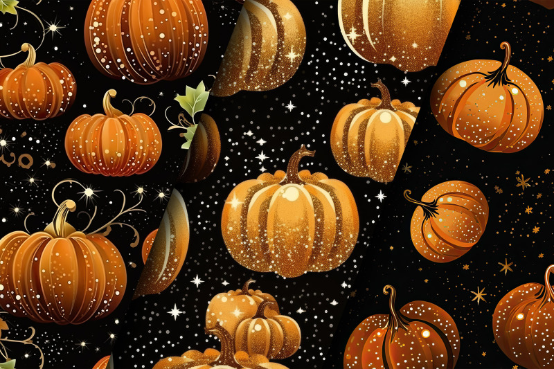 glittery-fall-pumpkins-seamless-pattern-digital-papers