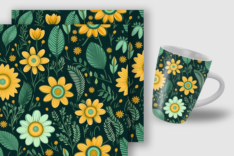 green-amp-yellow-cute-flowers-seamless-pattern-digital-papers