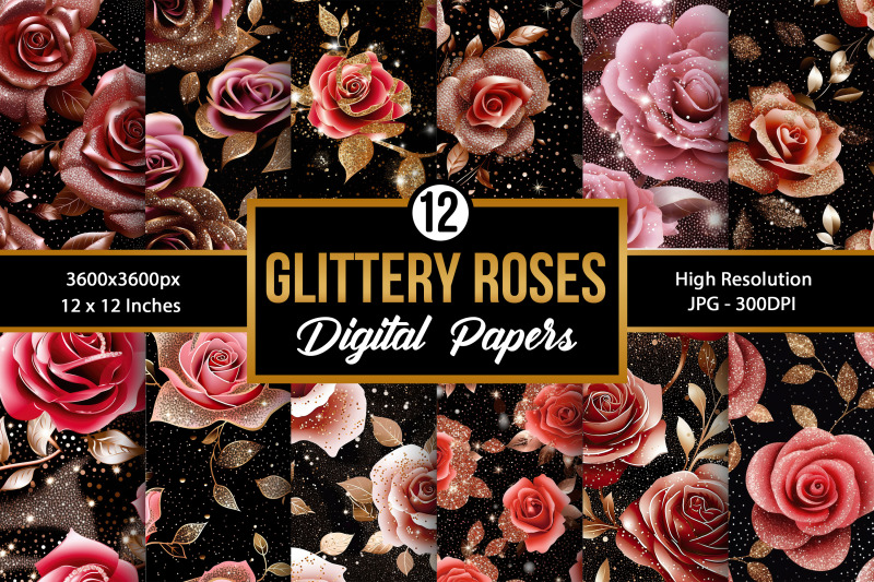 glitter-roses-digital-papers-floral-backgrounds