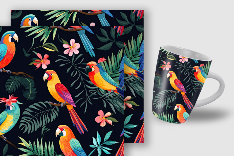 colorful-tropical-birds-pattern-digital-papers