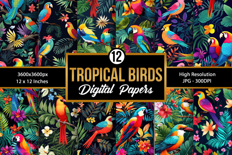 colorful-tropical-birds-pattern-digital-papers