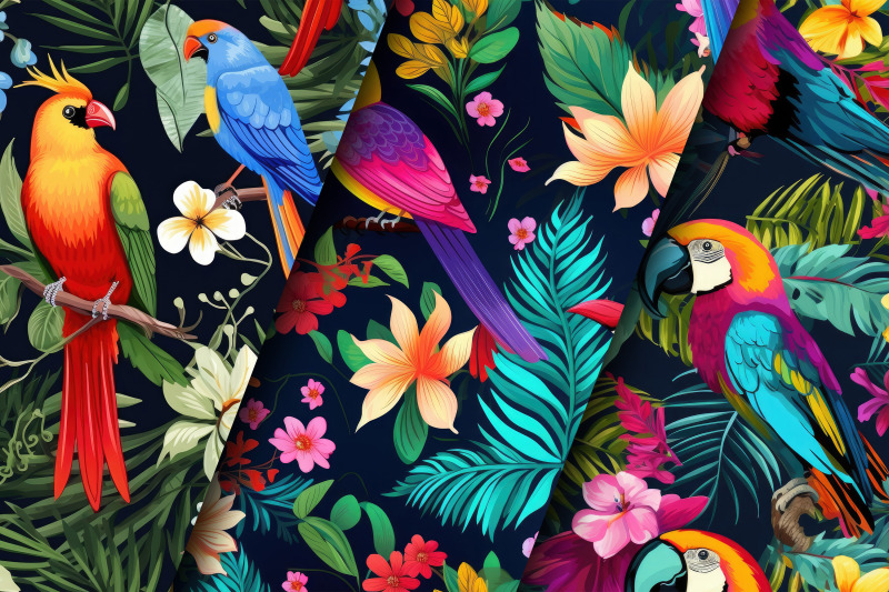 colorful-tropical-birds-pattern-digital-papers