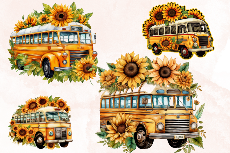 bus-school-with-sunflower-clipart-bundle