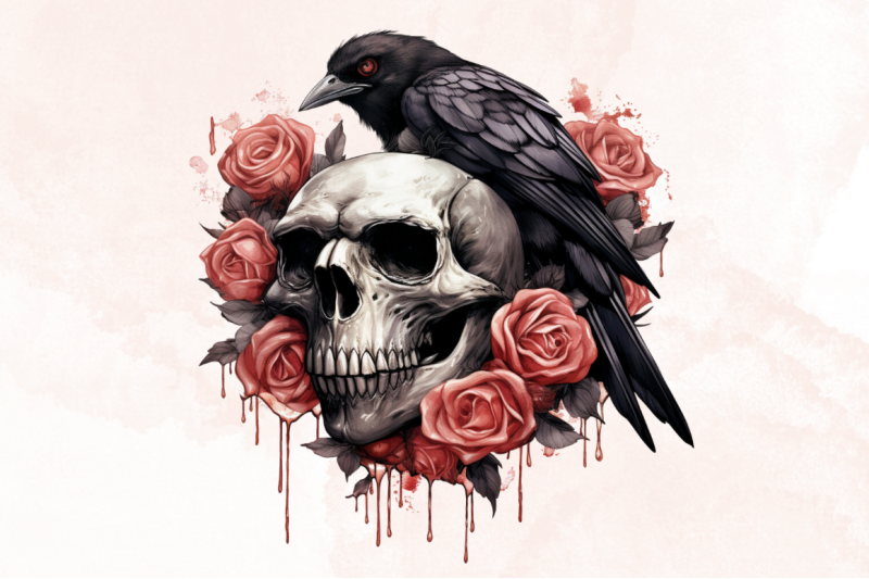 raven-on-rose-skull-sublimation-clipart