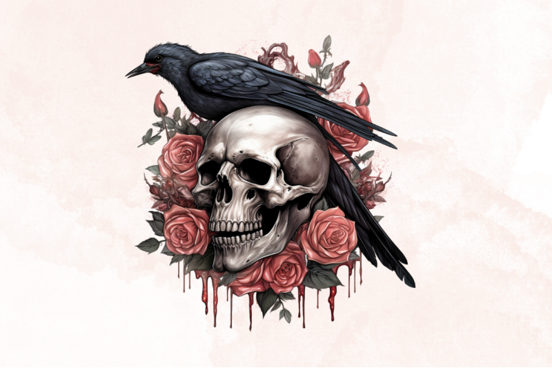 raven-on-rose-skull-sublimation-clipart